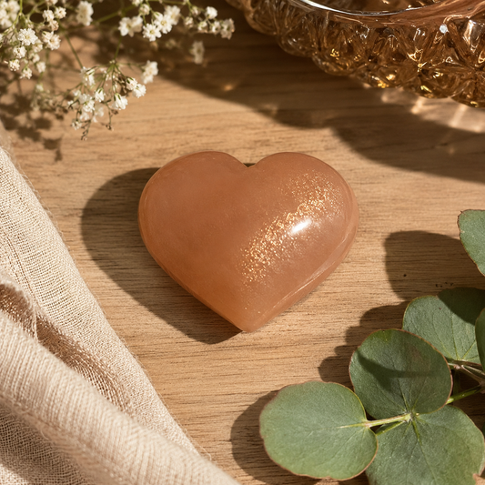 Peach Moon Stone Heart Carving