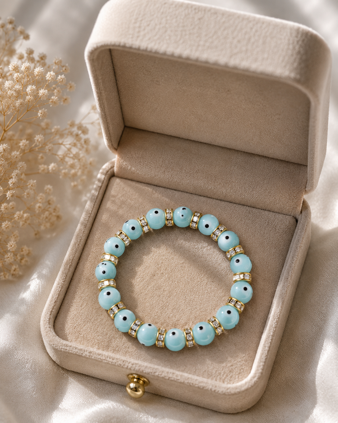 EVIL EYE PROTECTION BRACELET - AQUA BLUE