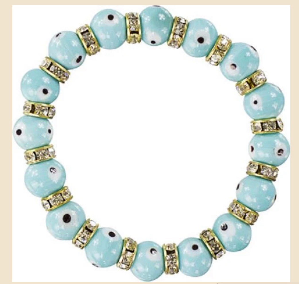 EVIL EYE PROTECTION BRACELET - AQUA BLUE