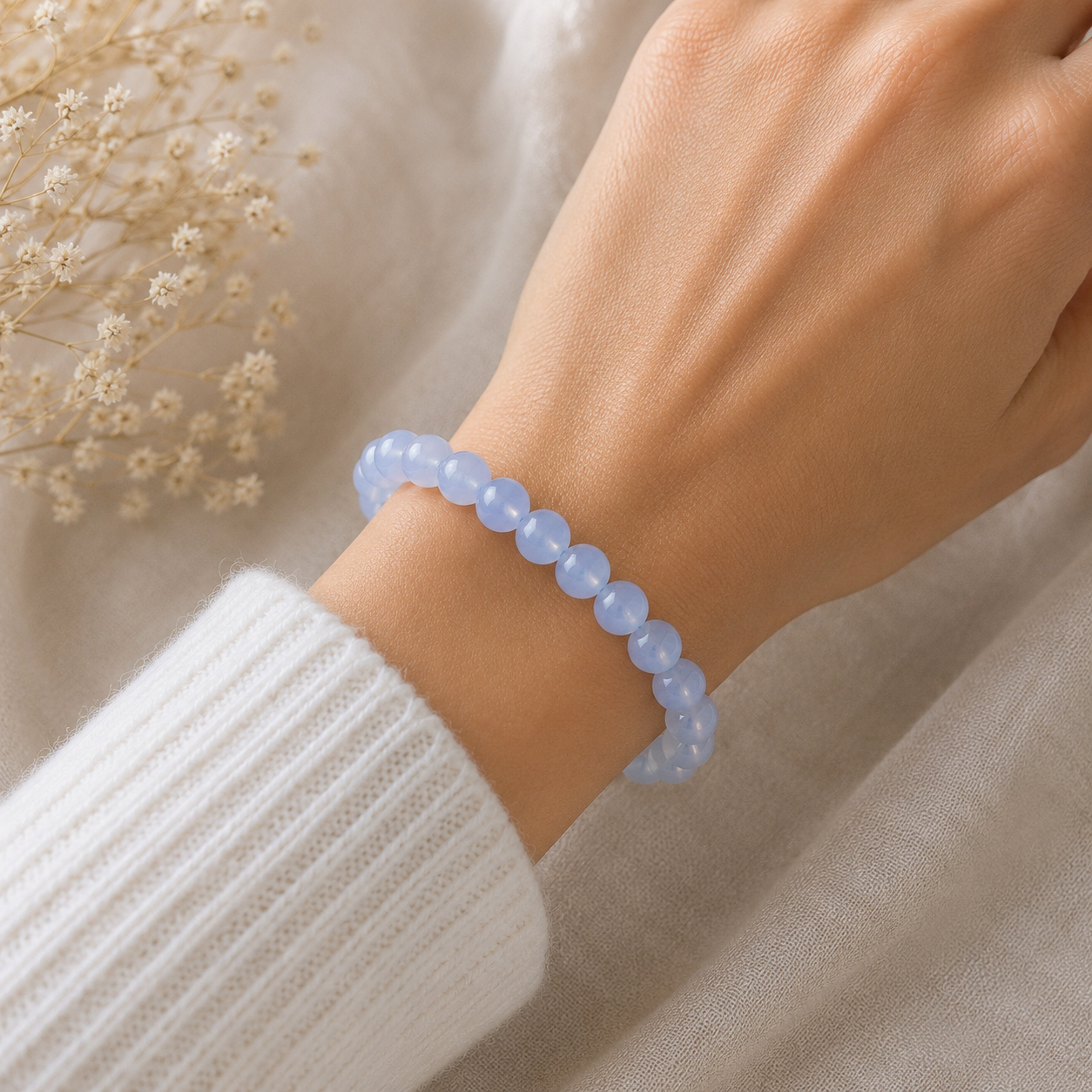 BLUE LACE AGATE CRYSTAL BRACELET